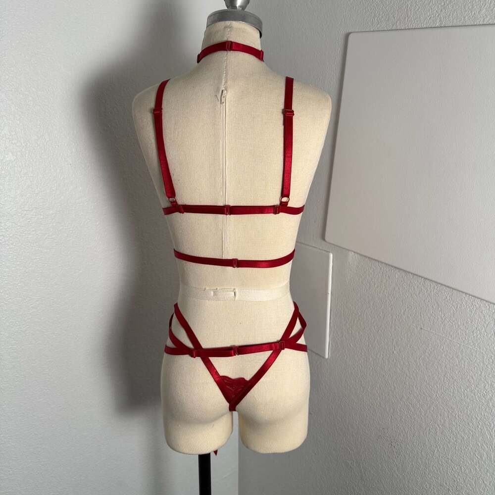 Red Lace Lingerie Set - Picture 2 of 7